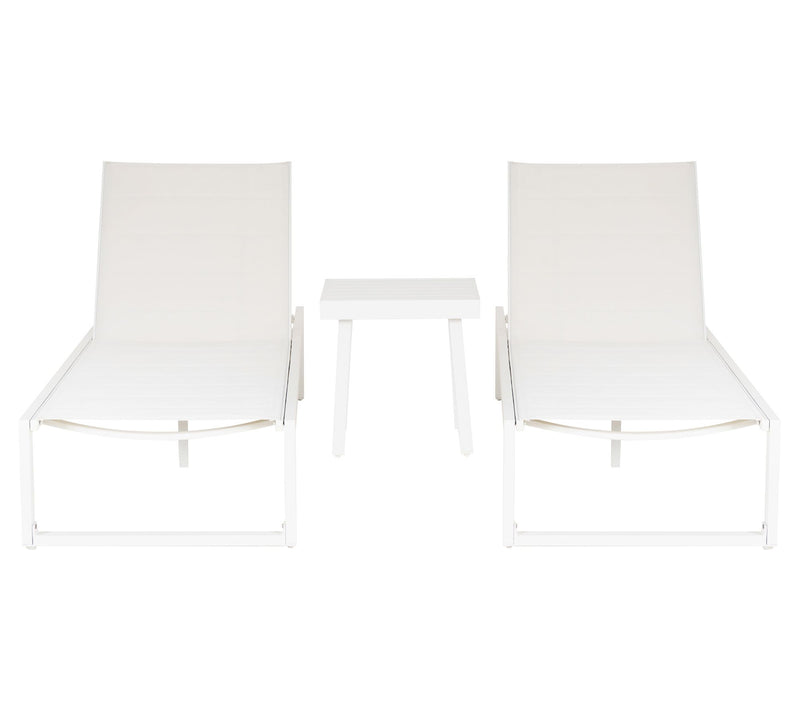 Linon Home Holland Aluminum 3PC Set Chaise andTable White — View 3