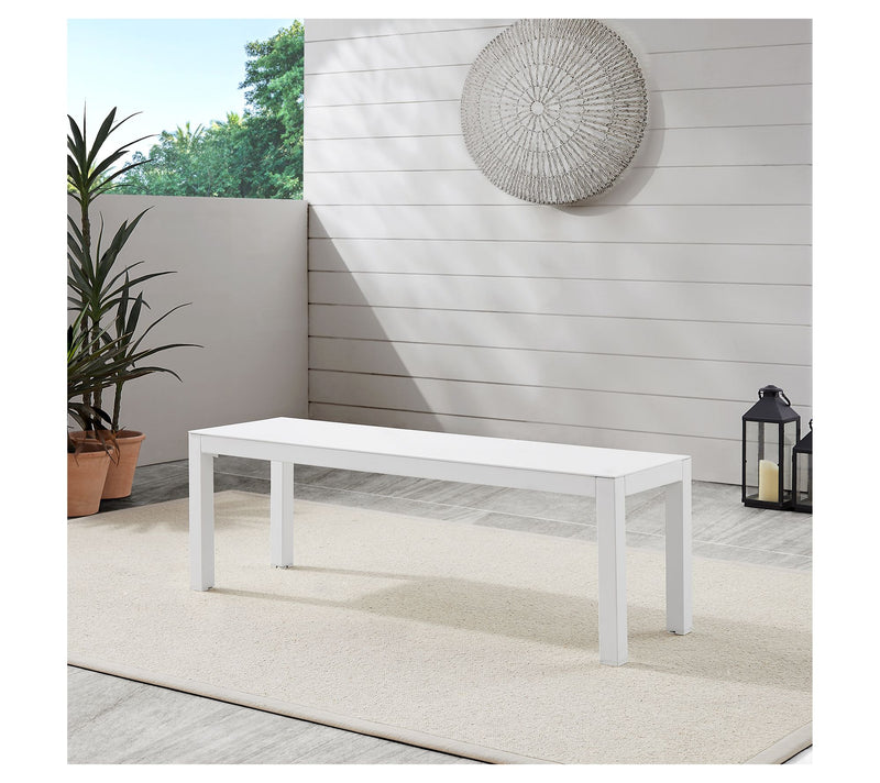 Linon Home Holland Aluminum Outdoor Bench White — View 7