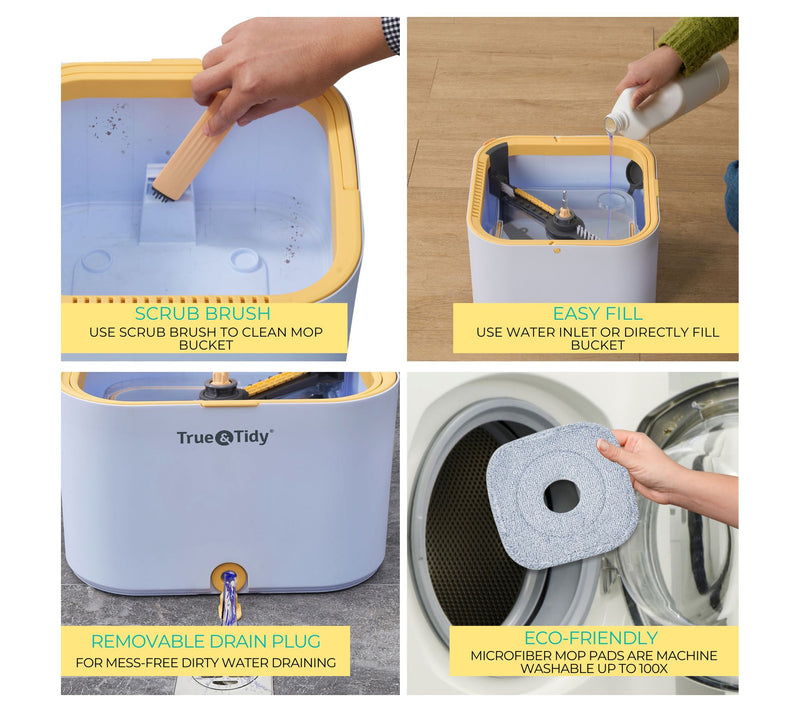 True & Tidy Dual Clean Bucket Spin Mop with Triple Jet Stream — View 8