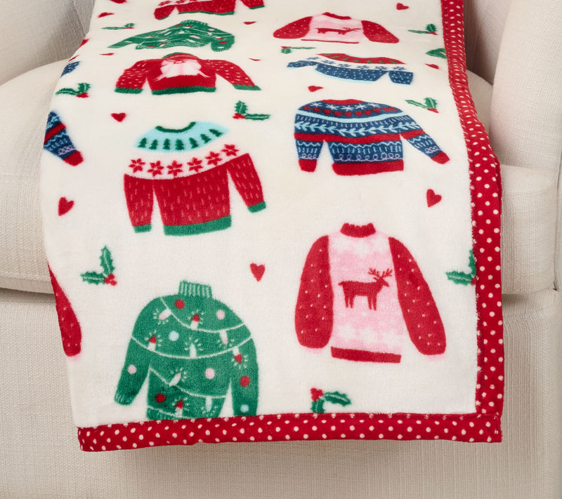 Kringle Express Oversized 60x80 Holiday Printed Throw w/ Trim — View 3