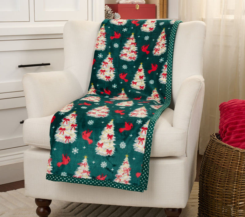 Kringle Express Oversized 60x80 Holiday Printed Throw w/ Trim — View 5