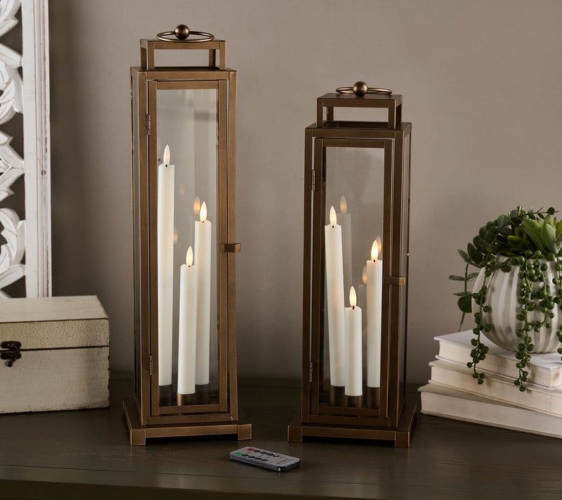 Home Reflections S/2 Metal Lanterns with Trio Tapers — Main view