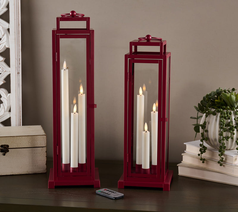 Home Reflections S/2 Metal Lanterns with Trio Tapers — View 9