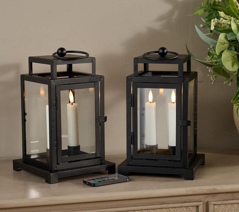 Home Reflections S/2 Mini Metal Lanterns with 2 Taper Candles — View 8
