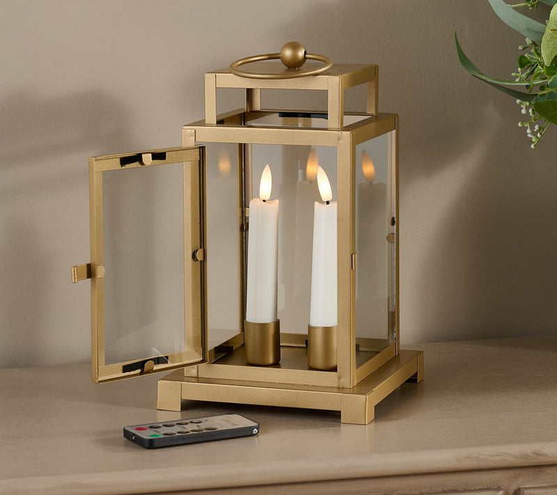 Home Reflections S/2 Mini Metal Lanterns with 2 Taper Candles — View 2