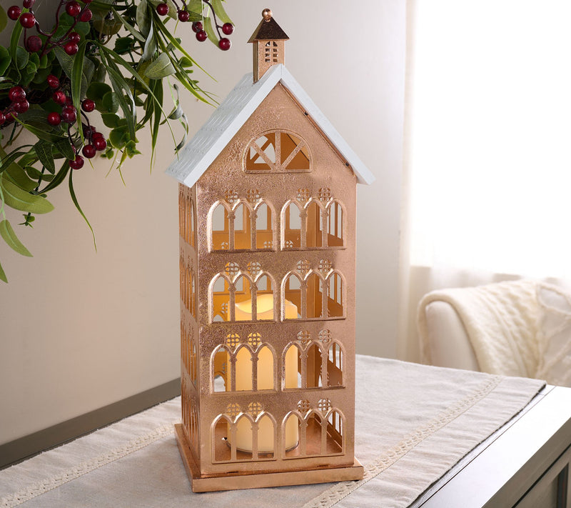 Home Reflections Metallic Holiday House Lantern — View 2