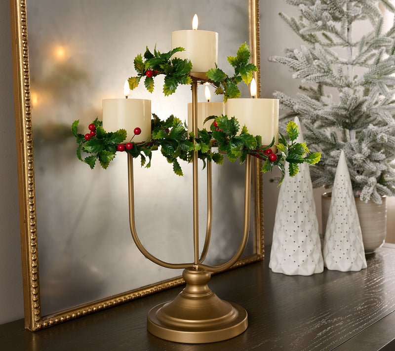 Home Reflections Candelabra with S/4 Flameless Pillar Candles — View 5