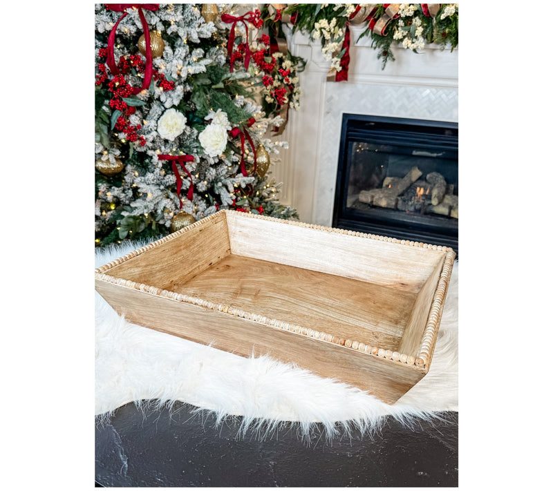 Simply Stunning 20" Beaded Wooden Box Tray by Janine Graff — Main view