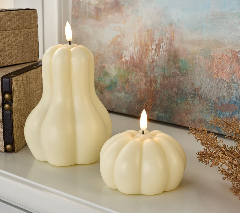 Home Reflections S/2 Flameless Pumpkin Figural Candles — View 6
