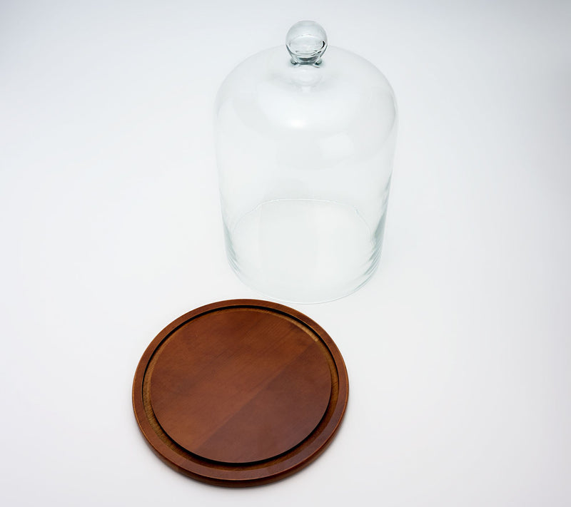 Home Reflections 11" Glass Cloche with Wooden Base — View 2