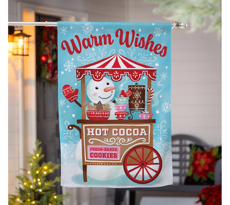 Evergreen Warm Wishes Suede Holiday House Flag — Main view