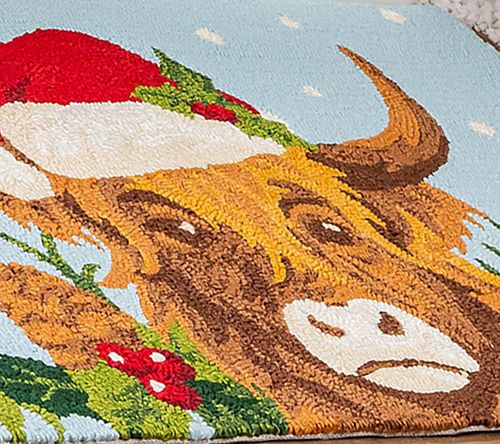 Evergreen 42"x24" Highland Cow Indoor/Outdoor Hooked Rug — View 2