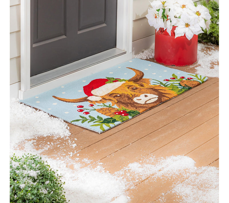 Evergreen 42"x24" Highland Cow Indoor/Outdoor Hooked Rug — View 3