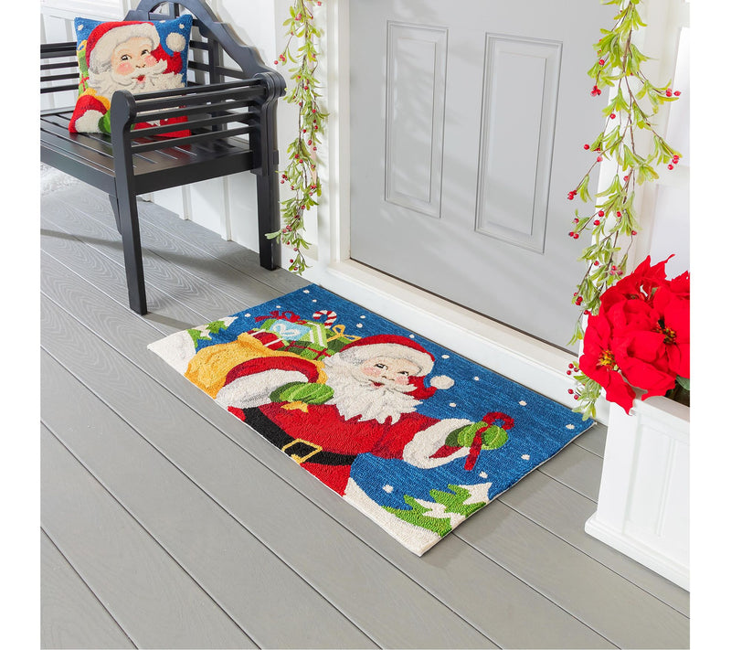 Evergreen 42"x24" Santa Indoor/Outdoor Hooked Rug — View 3