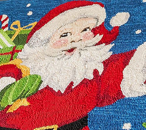 Evergreen 42"x24" Santa Indoor/Outdoor Hooked Rug — View 2