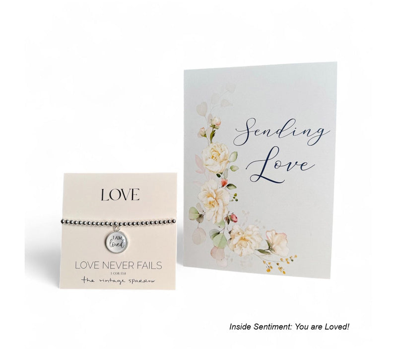 Vintage Sparrow S/5 Greeting Cards & 5 "I AM Loved" Bracelets — View 5