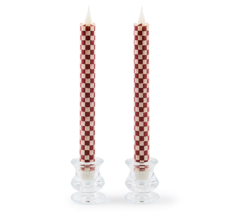 MacKenzie- Childs Set of 2 Flameless Check Taper Candles — View 3