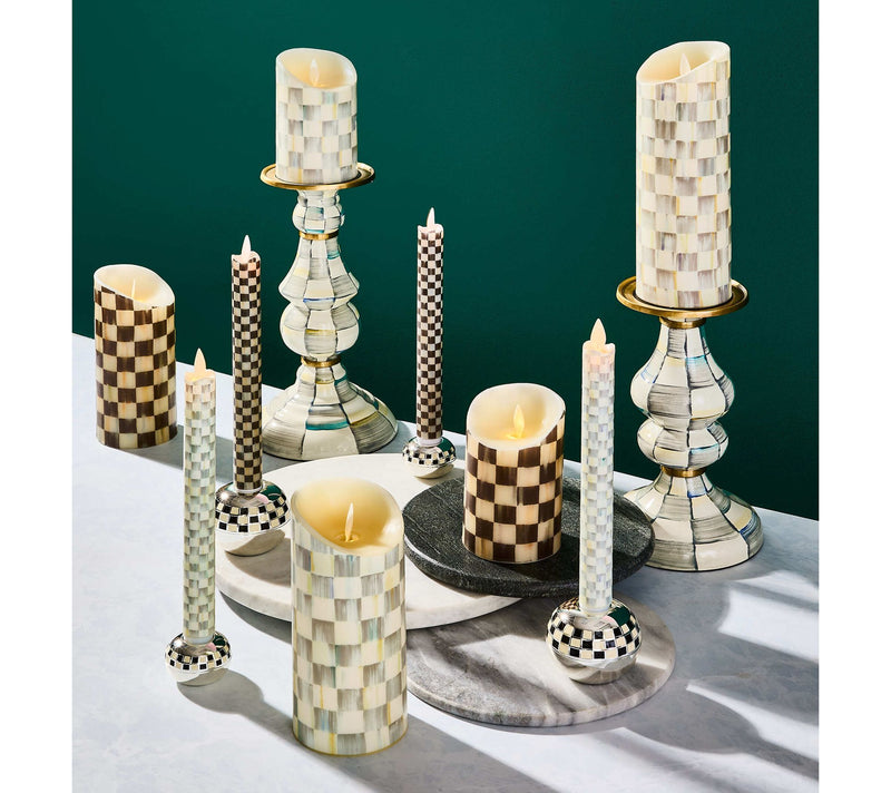MacKenzie- Childs Set of 2 Flameless Check Taper Candles — View 15