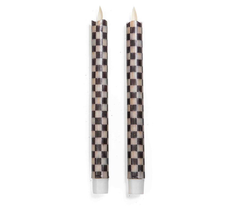 MacKenzie- Childs Set of 2 Flameless Check Taper Candles — View 5