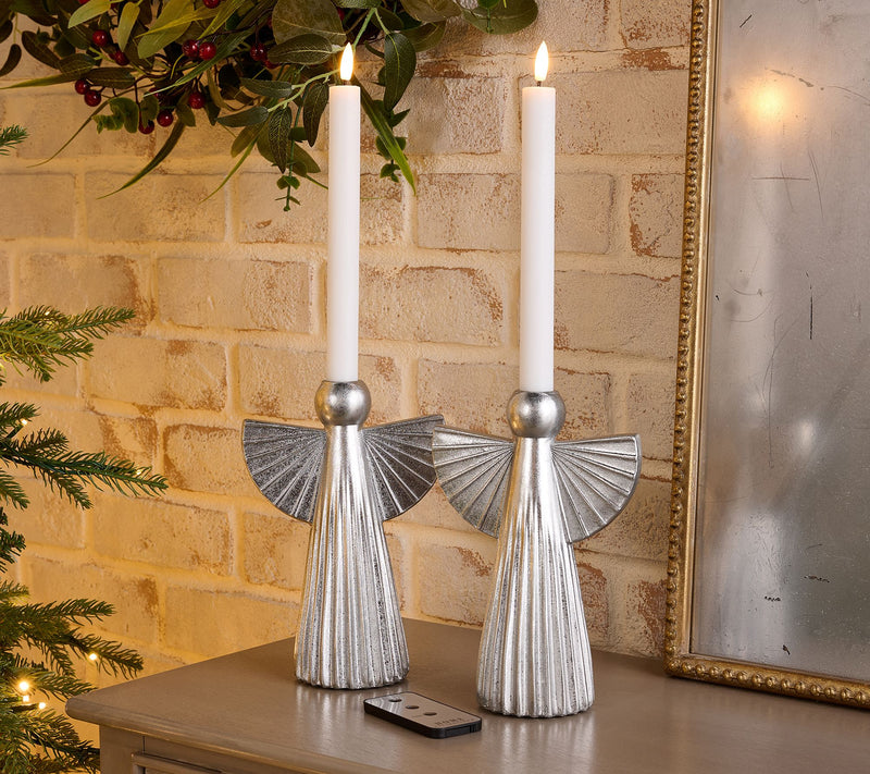 Home Reflections S/2 Angel Taper Holders with Flameless — View 6