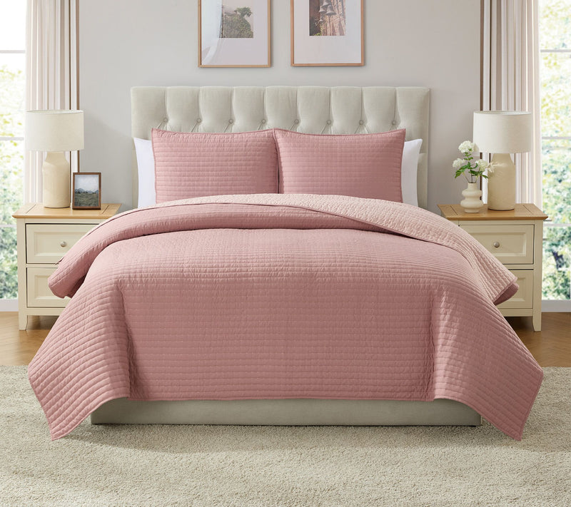 VCNY Home Embroidered 3-pc Pick Stitch Quilt Set, King — Main view