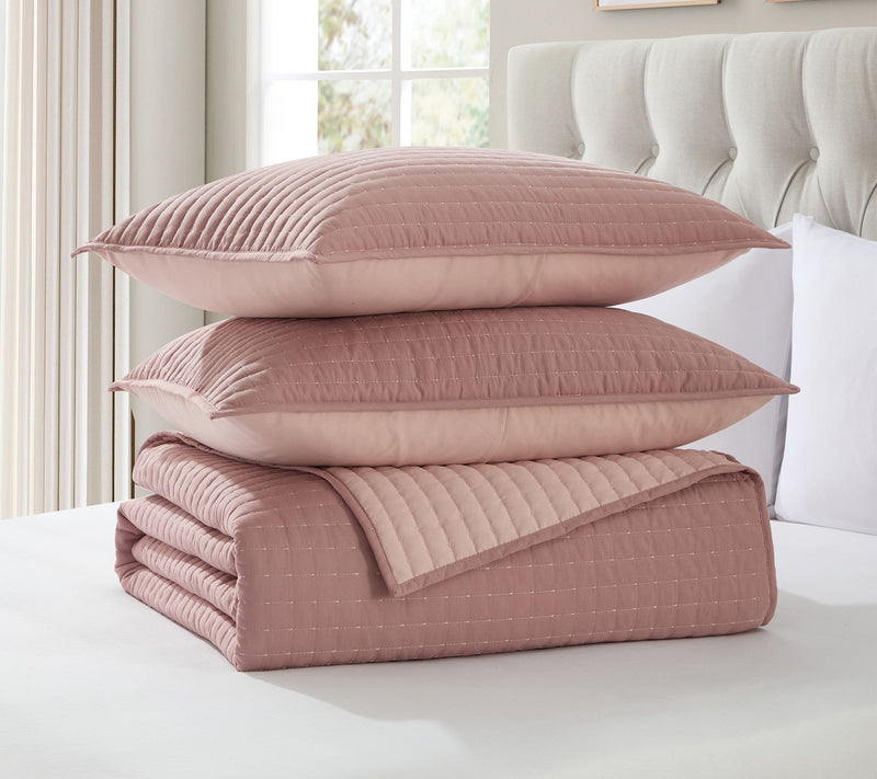 VCNY Home Embroidered 3-pc Pick Stitch Quilt Set, King — View 3