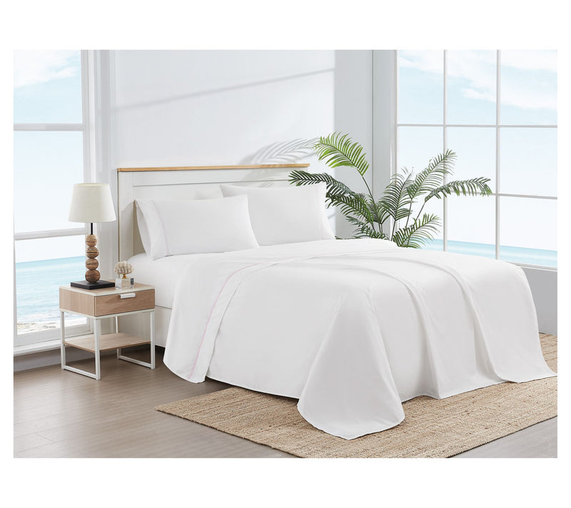 SCOUT Pick Stitch Cotton Percale King Sheet Set — View 4