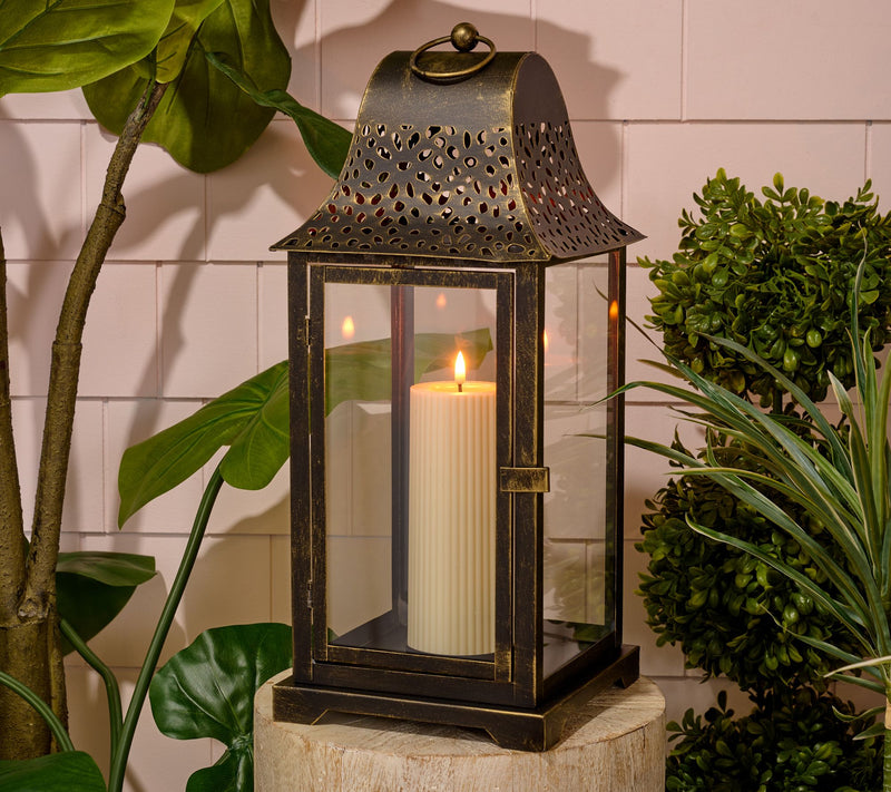 "As Is" 19" Indoor/Outdoor Pierced Metal Lantern by Kim Gravel — Main view