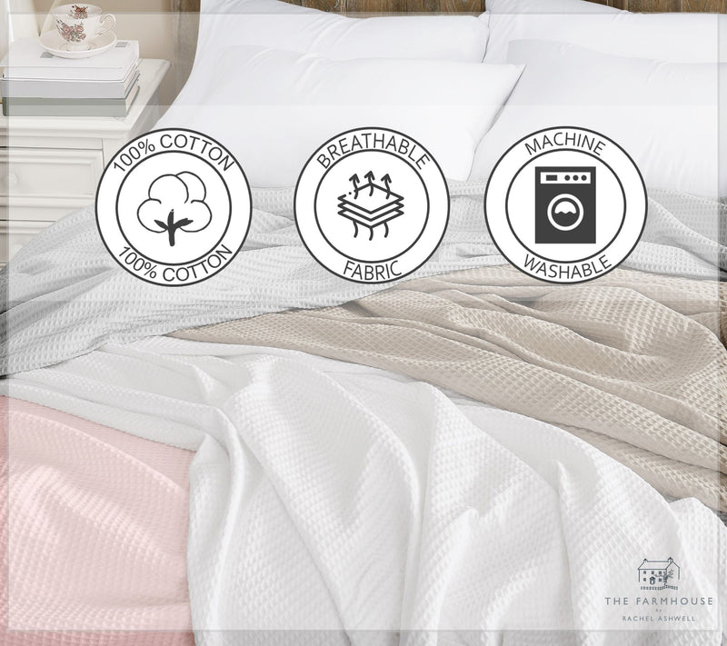 The Farmhouse by Rachel Ashwell Cotton Waffle Queen Blanket — View 5