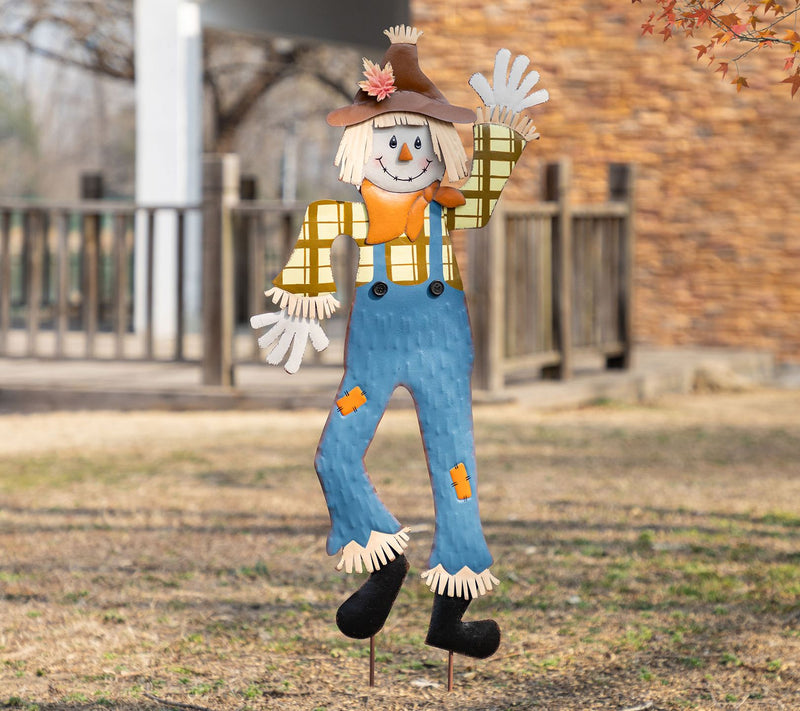 Glitzhome 36"H Fall Harvest Metal Scarecrow Garden Stakes S/2 — View 3