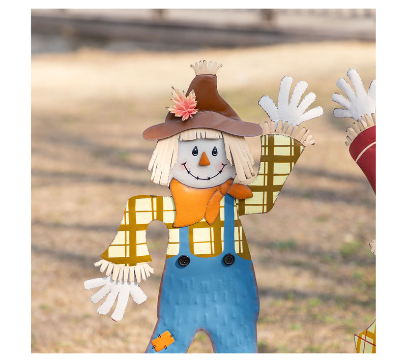 Glitzhome 36"H Fall Harvest Metal Scarecrow Garden Stakes S/2 — View 5