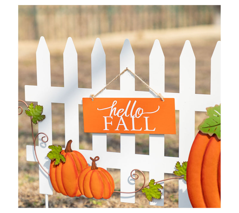 Glitzhome Fall Metal Scarecrow, Pumpkin & FenceStakes 5-Piece — View 6