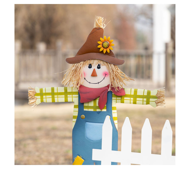 Glitzhome Fall Metal Scarecrow, Pumpkin & FenceStakes 5-Piece — View 4