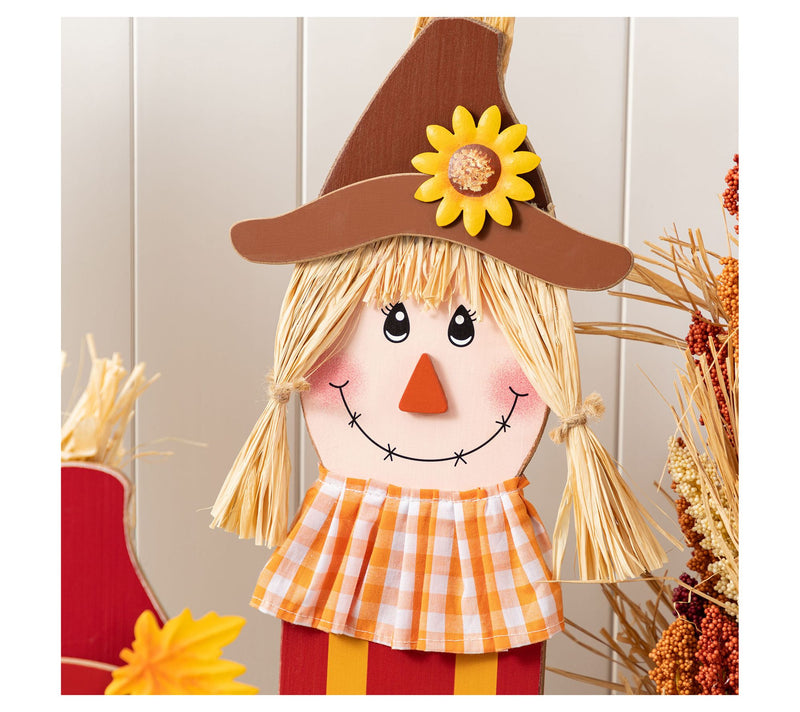 Glitzhome Fall Harvest Wood Sacrecrow Family Porch Signs S/3 — View 5