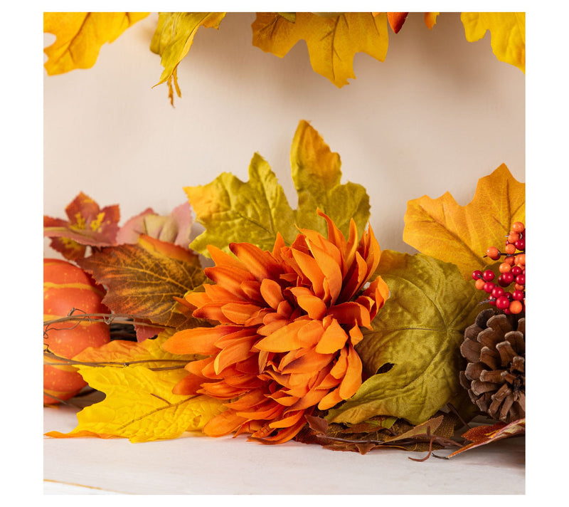 Glitzhome 72" Fall Harvest Dahlia Pumpkin Leaf& — View 5