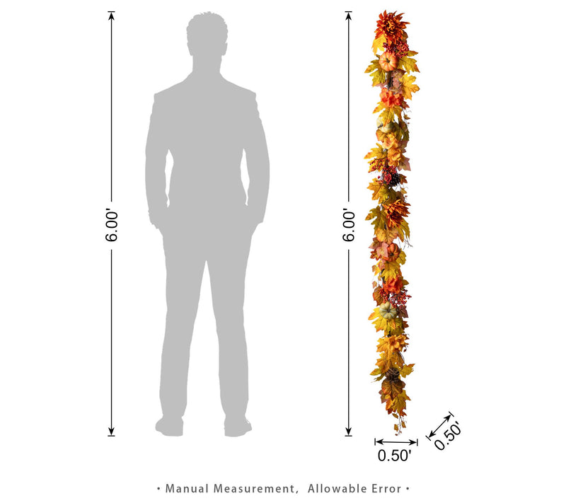 Glitzhome 72" Fall Harvest Dahlia Pumpkin Leaf& — View 6