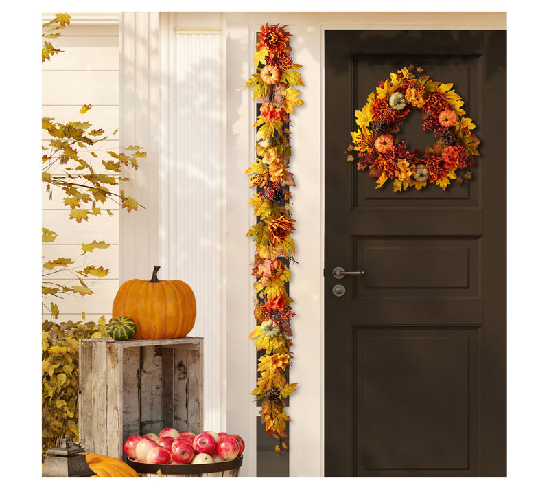 Glitzhome 72" Fall Harvest Dahlia Pumpkin Leaf& — View 8