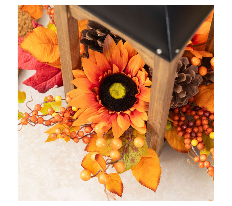 Glitzhome 20"H Fall Harvest Sunflower PineconeLantern — View 4