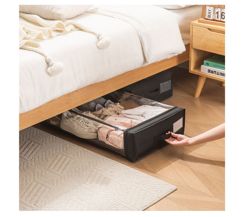 Techni Home Set of 2 Rolling Under Bed StorageBins with Cover — View 3