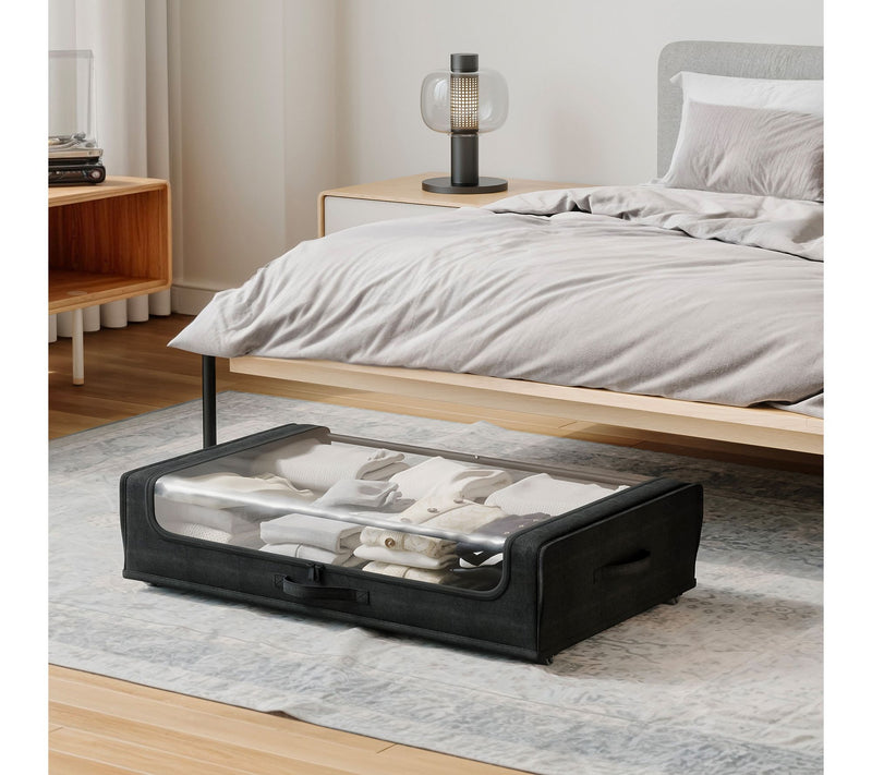 Techni Home Set of 2 Rolling Under Bed StorageBins with Cover — View 2