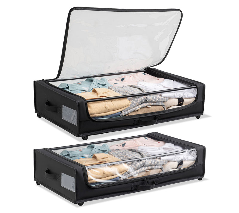 Techni Home Set of 2 Rolling Under Bed StorageBins with Cover — Main view