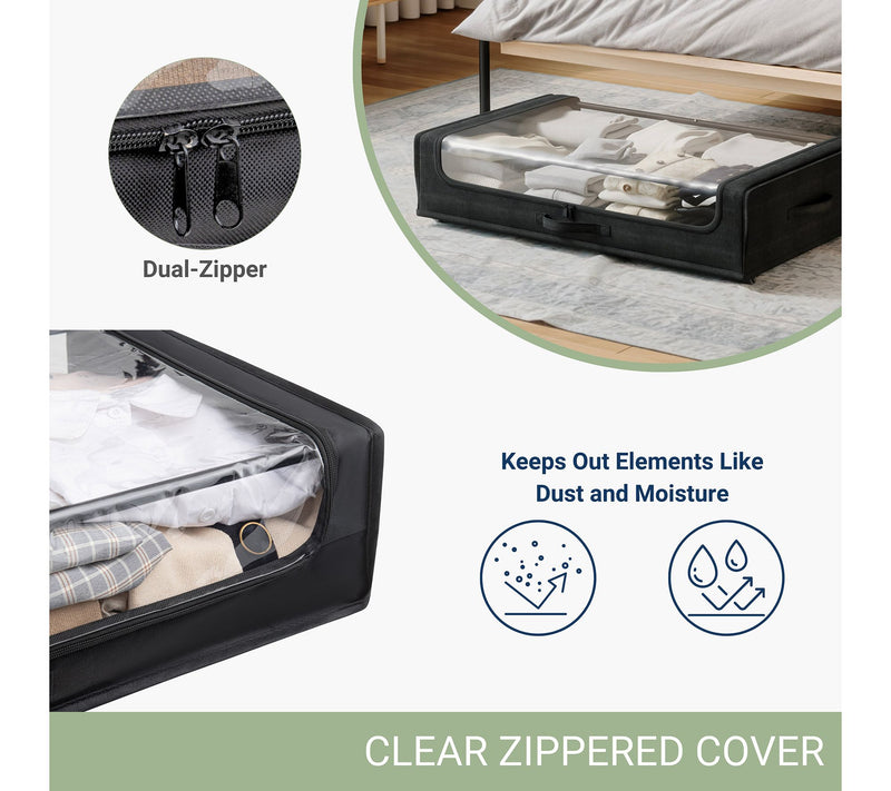 Techni Home Set of 2 Rolling Under Bed StorageBins with Cover — View 6