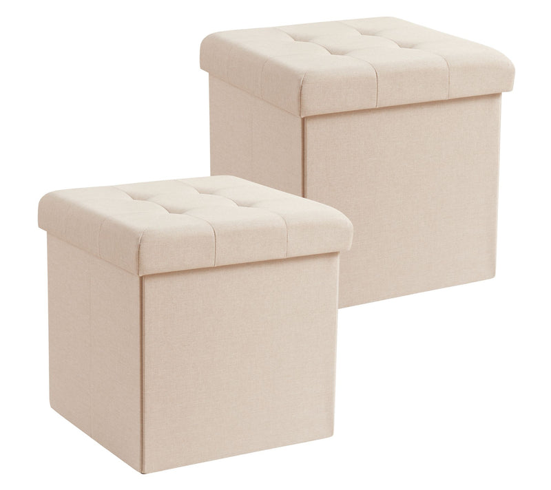 Ornavo Home 2-Pack Linen Square Storage Ottoman — Main view