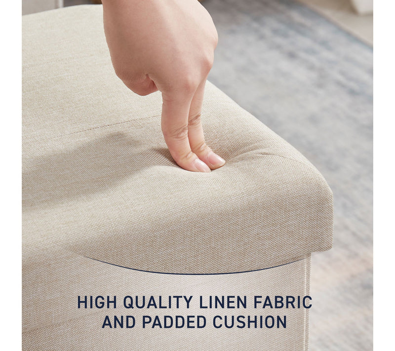 Ornavo Home 2-Pack Linen Square Storage Ottoman — View 5
