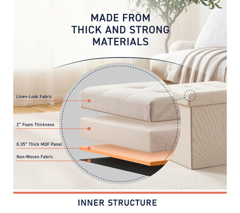Ornavo Home 2-Pack Linen Square Storage Ottoman — View 3