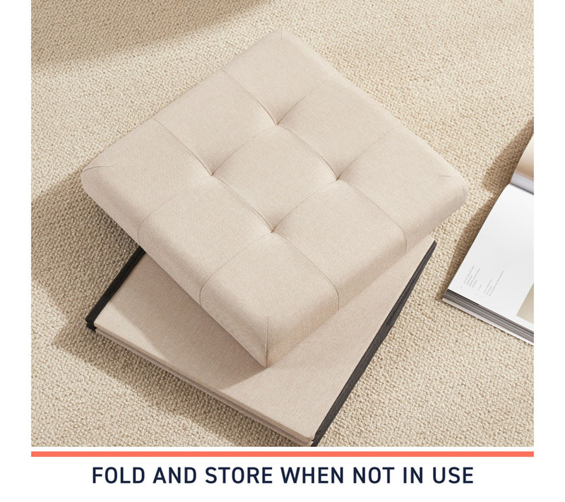 Ornavo Home 2-Pack Linen Square Storage Ottoman — View 6