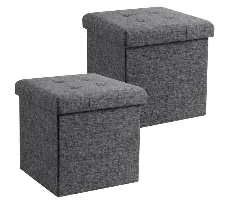 Ornavo Home 2-Pack Linen Square Storage Ottoman — View 14