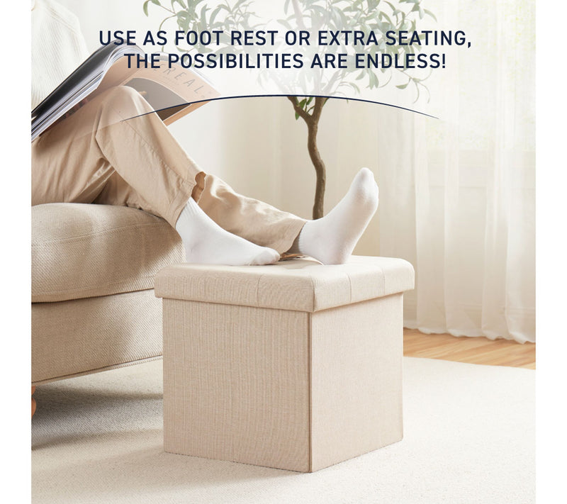 Ornavo Home 2-Pack Linen Square Storage Ottoman — View 4
