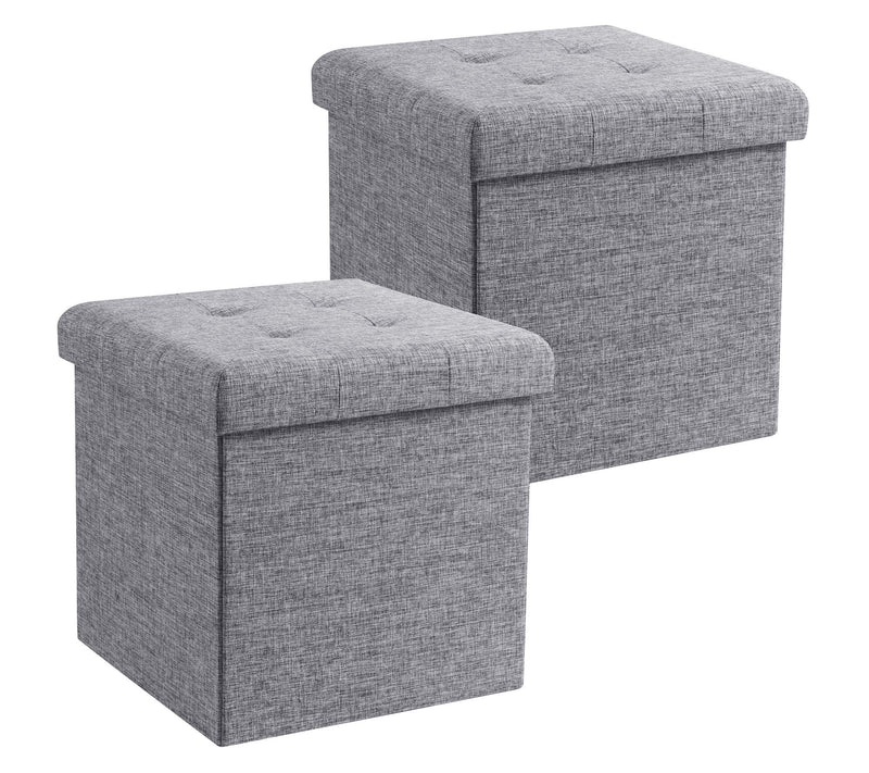 Ornavo Home 2-Pack Linen Square Storage Ottoman — View 16