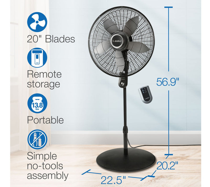 Lasko 20" Oscillating Remote Control Pedestal Fan — View 7